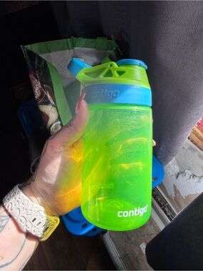 Contigo Neon Green and Blue Kid's Bottle with Flip Spout